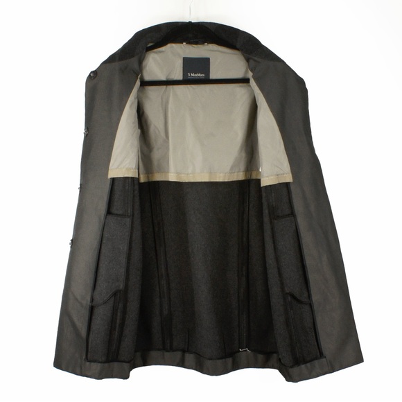 MaxMara S’ Wool Grey Black Lightweight Abstract Geometric Print Coat Jacket - Picture 6 of 8